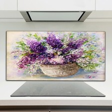 Cucina Splashback Vetro Temperato 120x60 Bouquet Lavanda Natura Morta