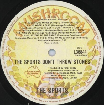 The Sports Dont Throw Stones Mushroom Vinyl LP