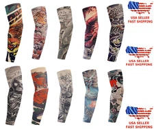 10-Pack Temporary Tattoo Sleeves Body Art Cooling Fake Slip On Arm Sun Protector