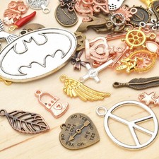 10 Assorted Charms Antique Bronze Silver Mixed Pendants Jewelry Making Supplies