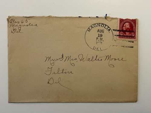 Postal Cover Magnolia Delaware Postmark to Felton Walter Moore 1931 - Picture 2 of 3