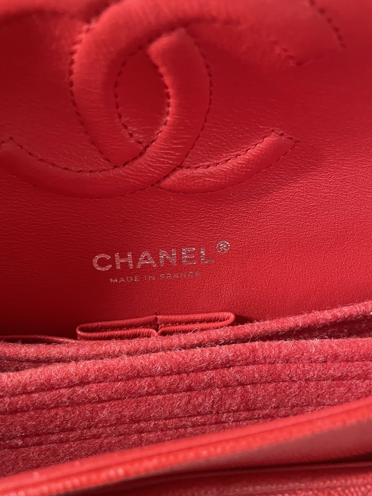 Authentic Chanel Coral Caviar Leather Chevron 10" Medium Double Flap Classic Bag image 8