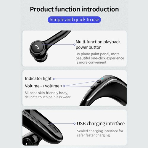 Wireless Bluetooth Headset Sport Headphone Lightweight Earphone for Cell Phones - Picture 6 of 12