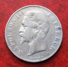 Francia 5 Franchi 1856 D Lyon Argento 900/1000 Napoleone III