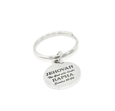 Jehovah Rapha The God Who Heals Charm Keychain, Exodus 15 26, Sickness Sympathy