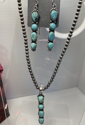 Fashion Women Turquoise Color Necklace & Earrings Jewelry Western Boho - Picture 5 of 5