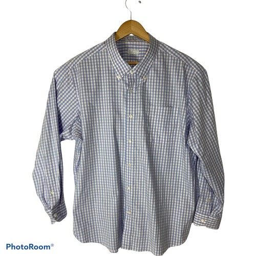 Hemrajani Brothers Blue Check Button Down Mens Dress Shirt L Large