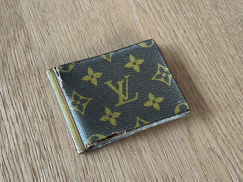 Louis Vuitton Rare Vtg Money Clip Wallet Monogram Canvas Saks Fifth Damaged - Picture 2 of 10