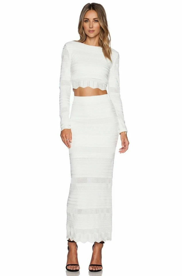 Suéter Torn by Ronny Kobo Arielle Pointelle Crop Top Negro Manga Larga Talla S Foto 2 de 4