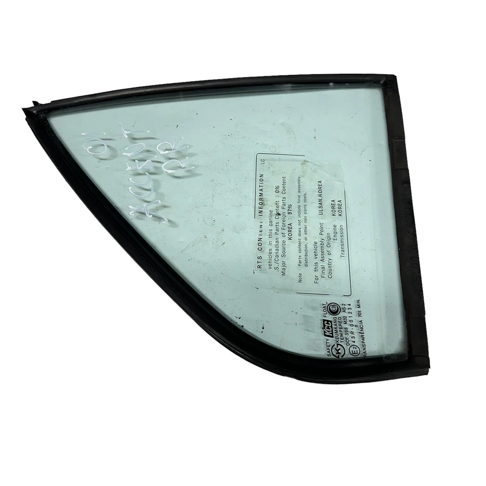 Hyundai Accent 2001 sedán OEM lado derecho pasajero puerta trasera ventilación ventana vidrio Foto 3 de 4