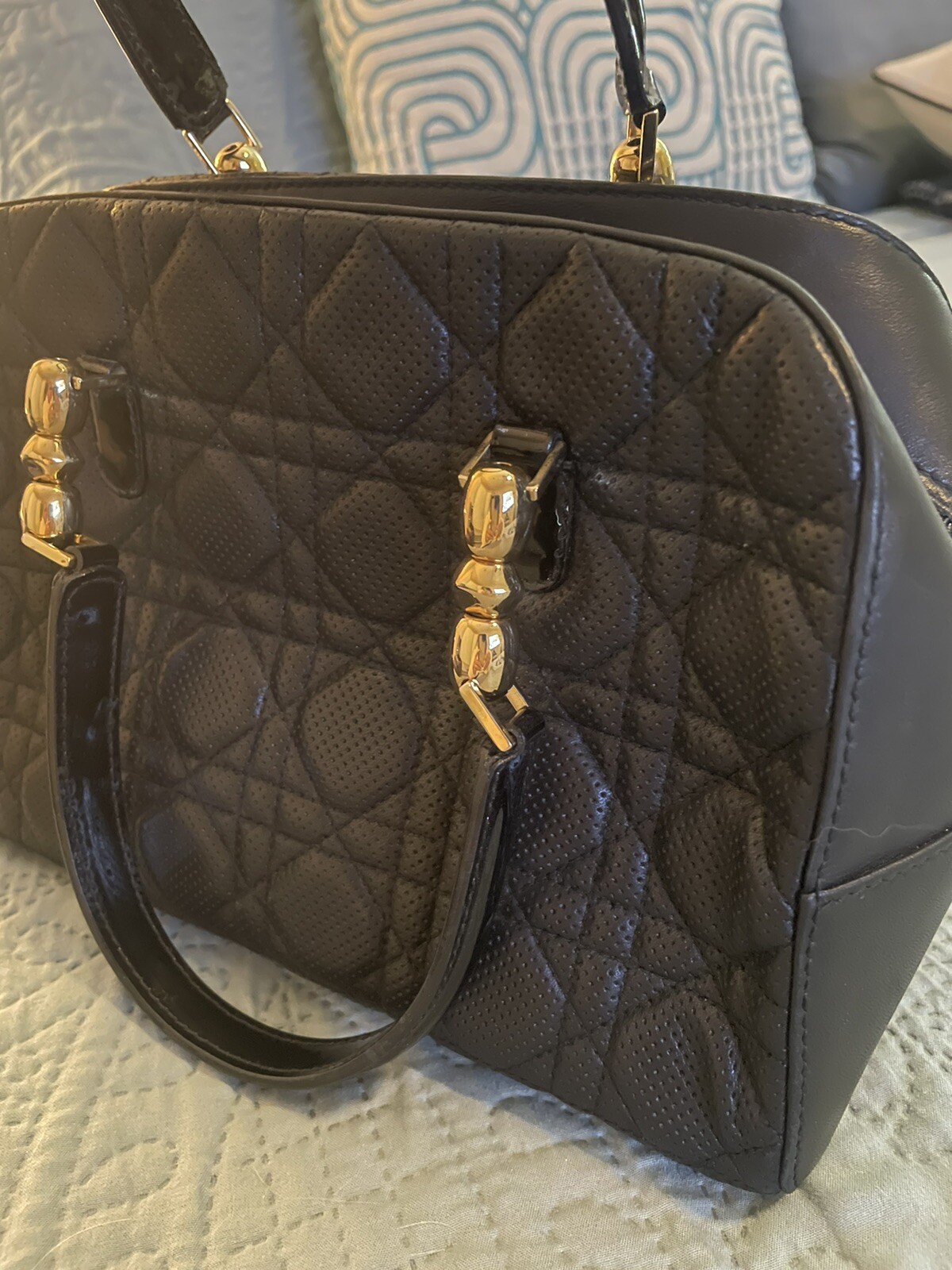 DIOR CANNAGE MINI BOSTON BOWLING BAG, VINTAGE, BLACK Gem
