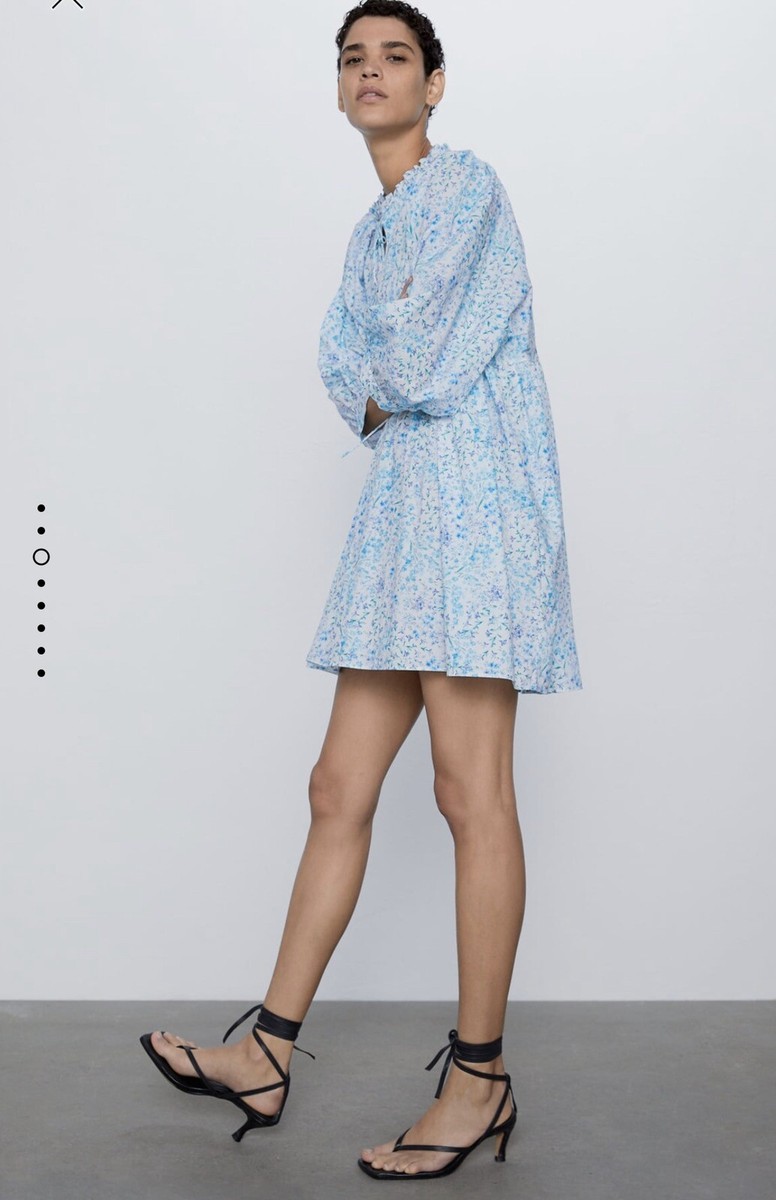 navy blue dress for baby girl ZARA NWT WOMAN SS25 RUFFLED POPLIN MIDI DRESS WHITE 3743/035 main image 0