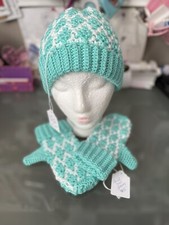 Hand Crocheted Mosaic Pattern Child Size Gloves