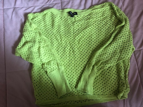 Open Stitch Dolman Sweater Lime 