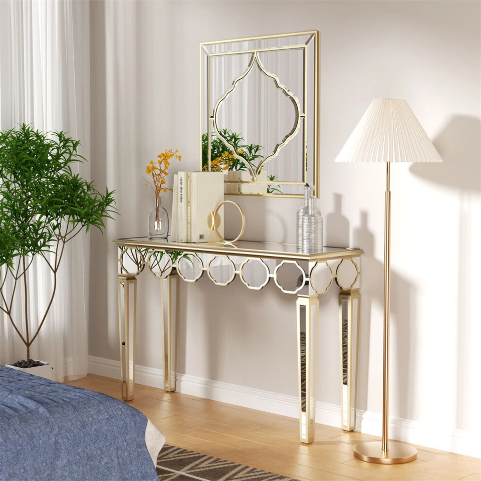 Luxurious Modern Mirrored Console Table Anti-oxidation Entryway Silver Furniture - image 4 of 4