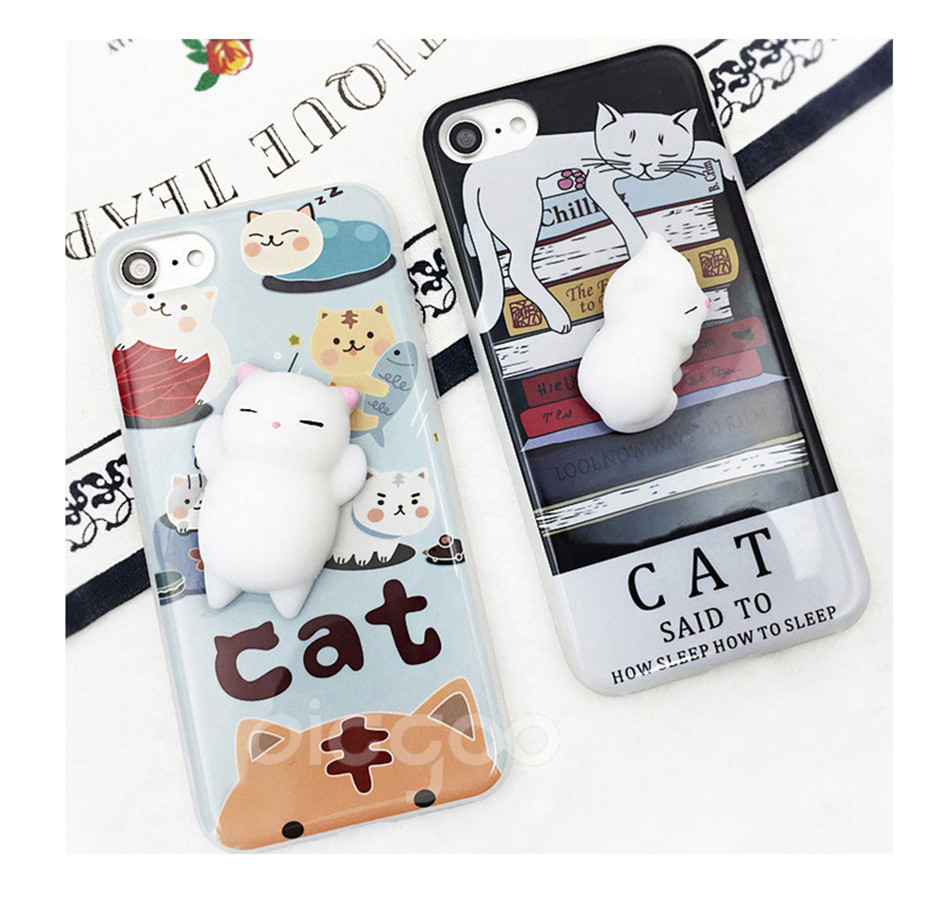 HOT! SALE! 3D Cartoon Cat Squishy Phone Case for Iphones