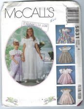 Vtg McCalls 5831 Girls Flower Girl Dress Pattern Sz 4 Party Formal Dress