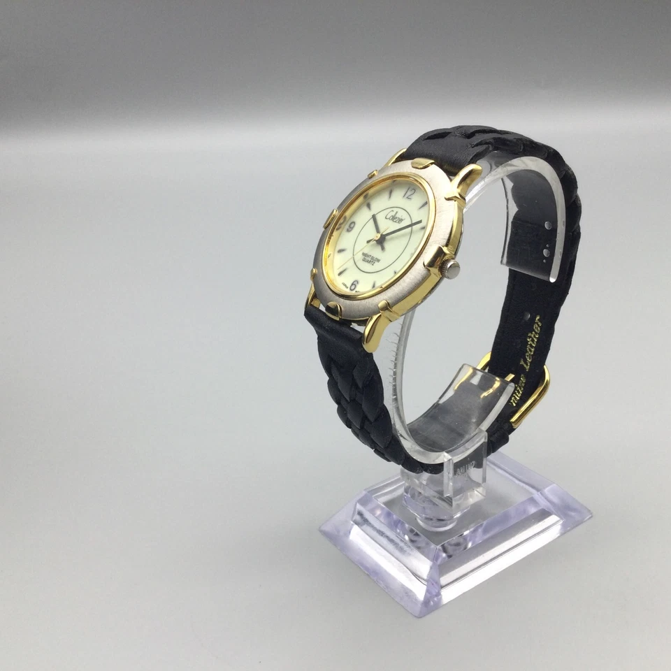 Collezio 夜光手表男士 36 毫米银色金色皮革表带全新电池 — 第 4/4 张图片