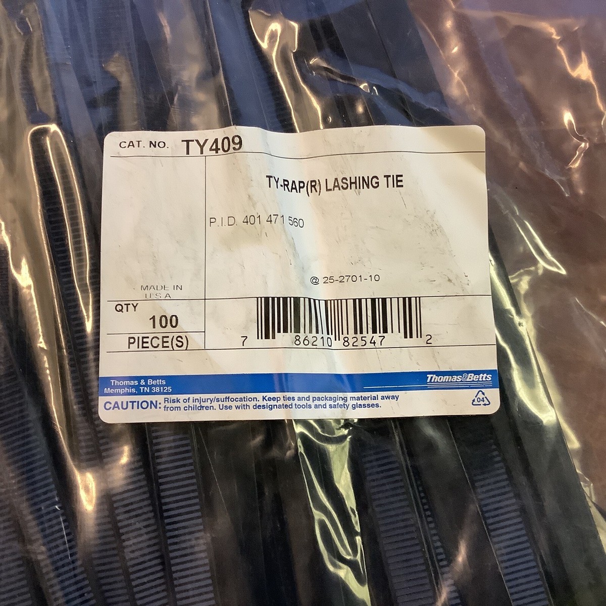 Thomas & Betts TY409 TY-RAP(R)Lashing Tie Releasable 19” (bag Of