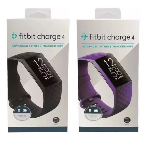 New Fitbit Charge 4 Activity Tracker FB417BKBK GPS Heart Rate Black & Purple S&L