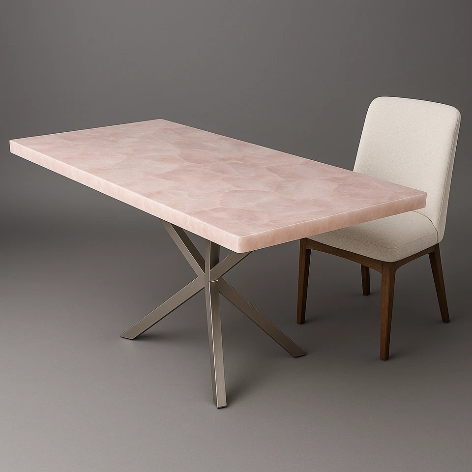 Luxury Rose Quartz Crystal Table Top – Handmade Coffee & Dining Table | Customiz - Image 2 of 4