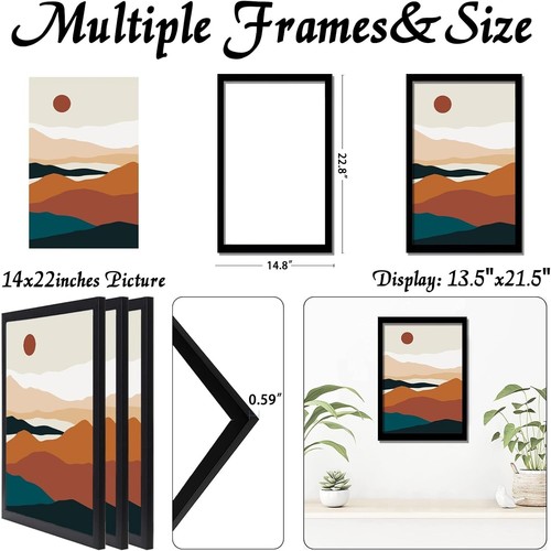 Lightweight Black Picture Frame Set: 14x22 Collage Display, Wall & Tabletop - Picture 5 of 8