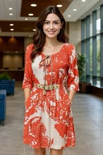 Tracy Reese Anthropologie Easy Peasant Dress SZ SM Persimmon Boho Cottage