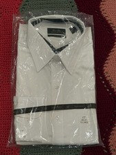 NWT TASSO ELBA Men Easy Care WHITE LONG SLEEVE DRESS SHIRT 17 36/37