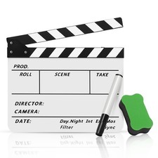 Directors Film Clapper Board Film Slate 10x12" Acrylic with Black/White Stick