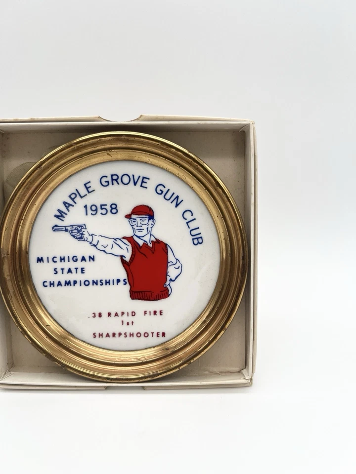 Vintage 1958 Maple Grove Gun Club Michigan State Championships Medal 1st .38 - Image 4 of 4