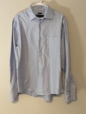 Pronto Uomo Men  s Dress Shirt 17 34/35 Light Blue Non-Iron Button Down L