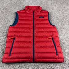 Patagonia Vest Boys Large Red Ripstop Puffer Down Sweater Hiking Hiker Insulated