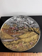 Vintage Byron Molds 3D Relief Plate Design Ceramic 13 1/4” Diameter