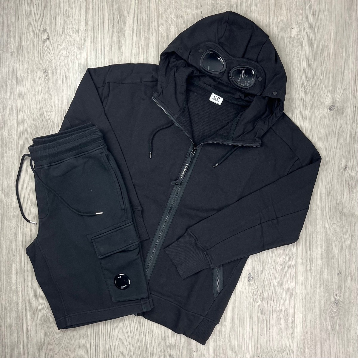 CP Company Raised Fleece Tracksuit Black UK