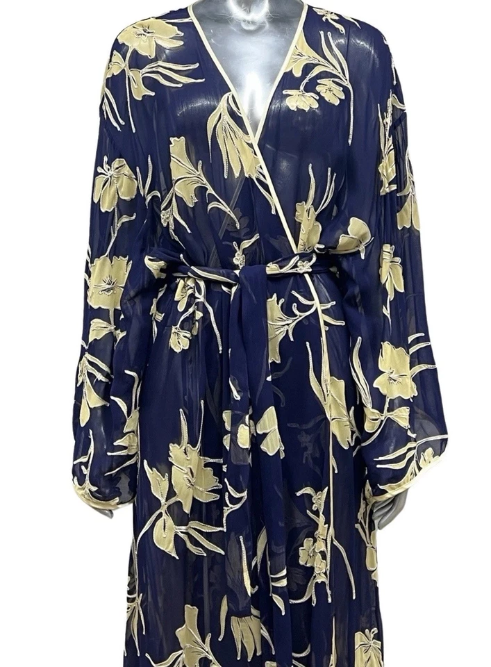 Bata Kimono Larga Natori Vintage Floral Transparente Romántica Hada Caprichosa Para Mujer Talla S Foto 3 de 4