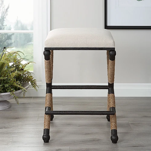 Uttermost Firth Rustic Oatmeal Counter Stool - Picture 2 of 6