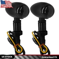 2X 12V Black LED Motorcycle Turn Signals Bullet Blinker Indicator Lights Lamps