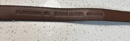 Lauren Ralph Lauren Women’s Brown & Green Leather Belt W/ Stitching SZ XL - Picture 6 of 10