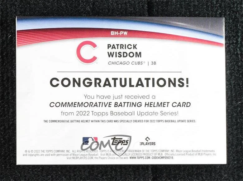2022 Update Commemorative Batting Helmet Manufactured Relics Patrick Wisdom - Image 2 of 2