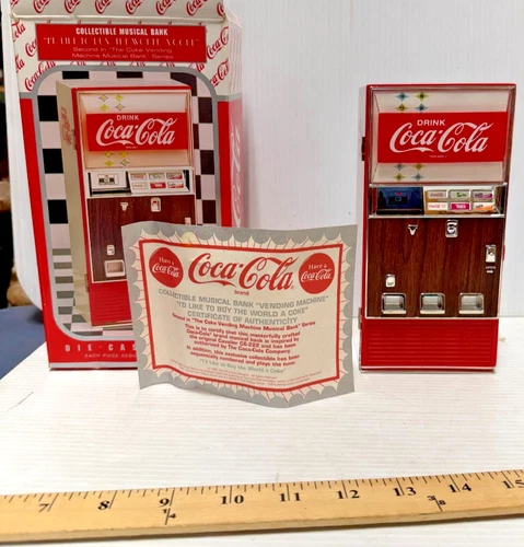 Rare Vintage Coca-Cola Musical Coin Bank VendingMachine 1996 SOUND & LIGHTS WORK