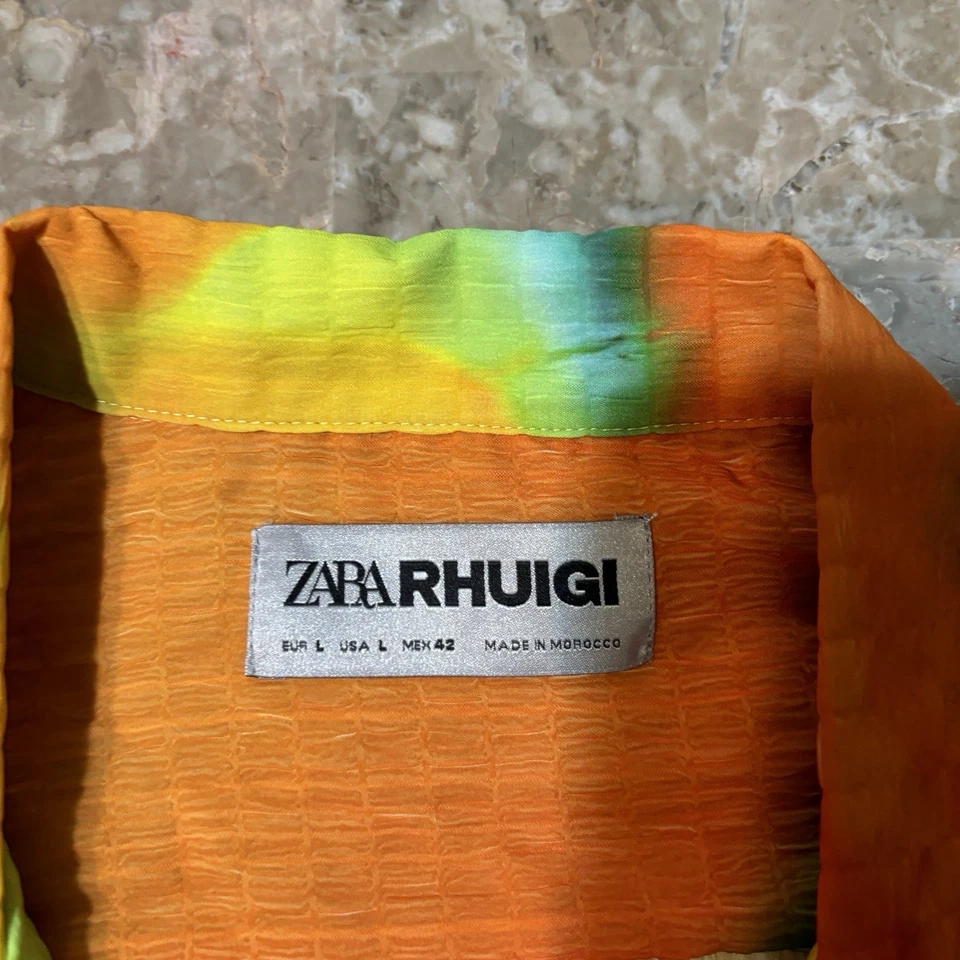 Рубашка мужская Zara Rhuigi большая цветная с петлевым воротником рейв-клуб короткий рукав грубая - Изображение 4 из 4