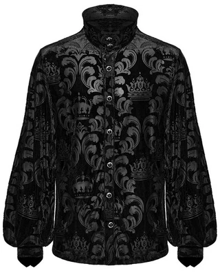 Punk Rave Gótico para Hombre Devore Terciopelo Real Damasco Camisa - Imagen 1 de 4