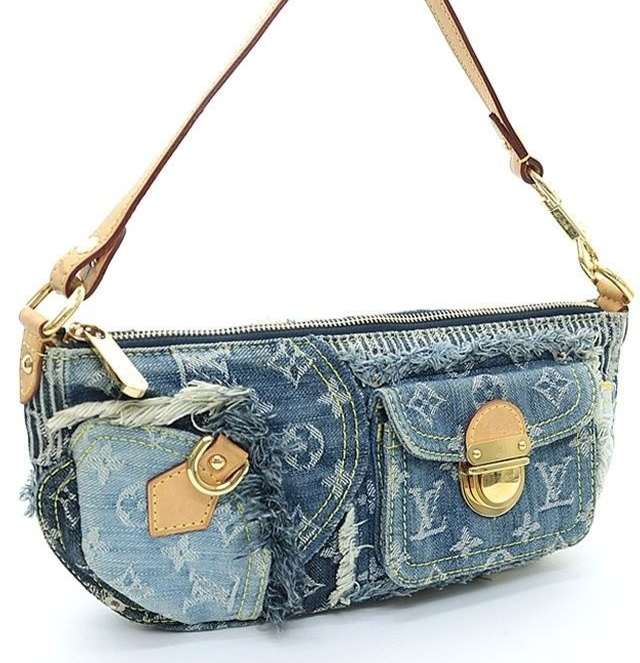 LOUIS VUITTON Pouchy M95382 Blue Monogram Denim Patchwork Handbag