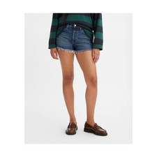 Levi 501 Original Women High-Rise Frayed Jean Denim Shorts, Medium Blue, 27
