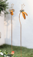 "Gartenstecker \"Vogelplausch\", 2Er Set, 107 Cm, Gartendeko, Metall, Rostoptik"