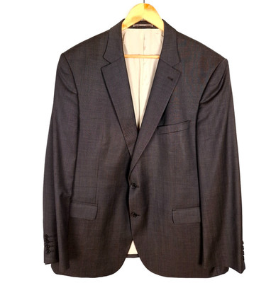 DIGEL Mens Blazer Size 5XL EU60 UK48 Notch Lapel Brown Two Button Wool Ohn...
