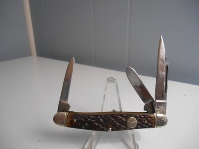VINTAGE BOKER USA 8585 TREE BRAND 3 BLADE POCKET KNIFE