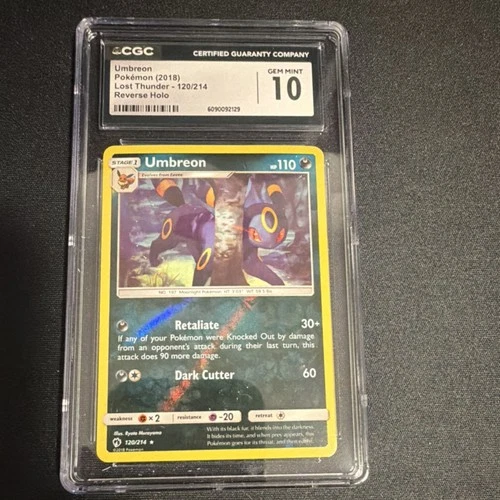 Pokémon Umbreon 120/214 Lost Thunder 2018 CGC 10 Reverse Holo