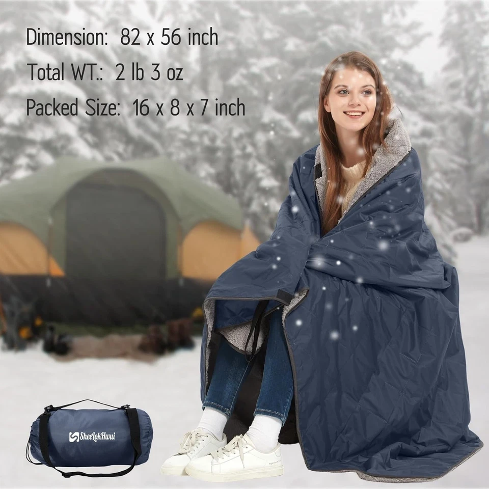 Outdoor/Indoor Sherpa Blanket, Oversized Waterproof Stadium Blanket for Cold Wea - Image 4 of 4