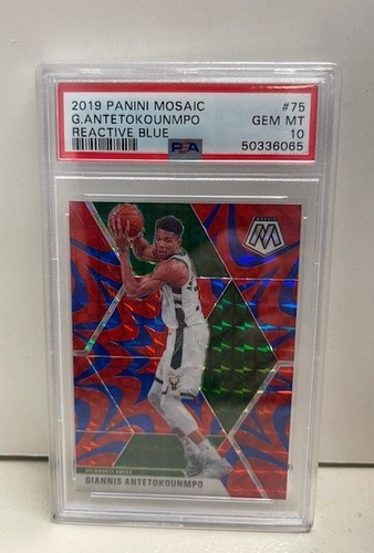 2019 PANINI MOSAIC REACTIVE BLUE #75 GIANNIS ANTETOKOUNMPO PSA 10